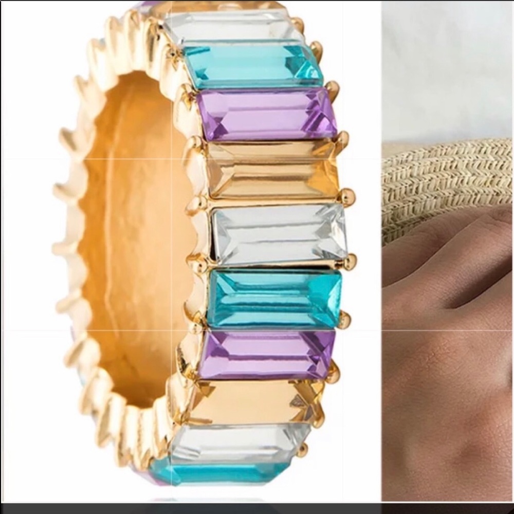 Multicolor pastel CZ stone ring - Picture 2 of 4